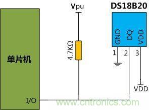 ⲿģʽµĵֻDS18B20оƬͼ