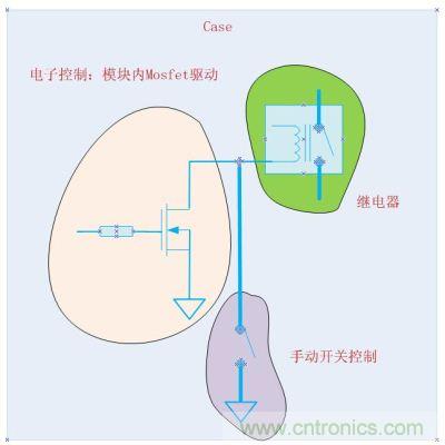一个Mosfet管和手动开关一起驱动继电器的例子